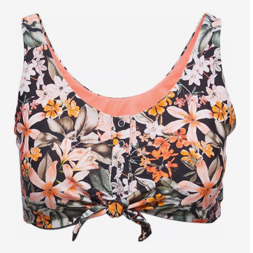 Body Glove Black and Orange Bikini Top with Tie Detail